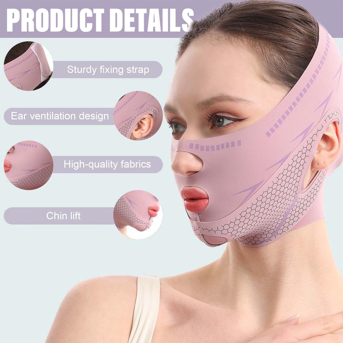 حزام شد الوجه المضاد للتجاعيد – قناع داعم للتنحيف ونحت ملامح الوجه أثناء النوم